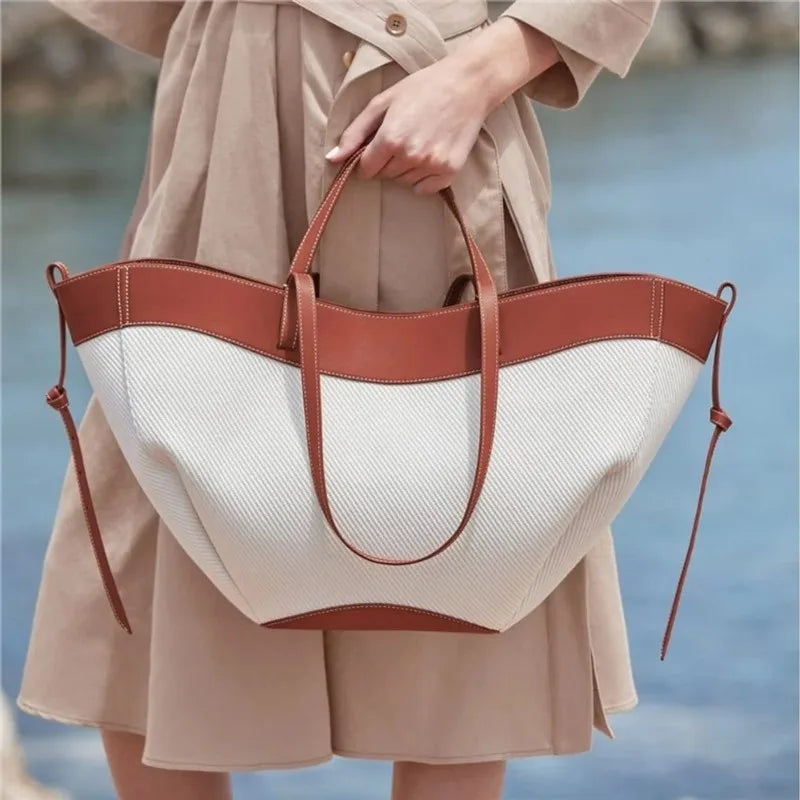 P Tote Bag Women's 2025 New High Quality Texture Leisure Versatile Commuter Large Capacity Handheld Shoulder Bag
