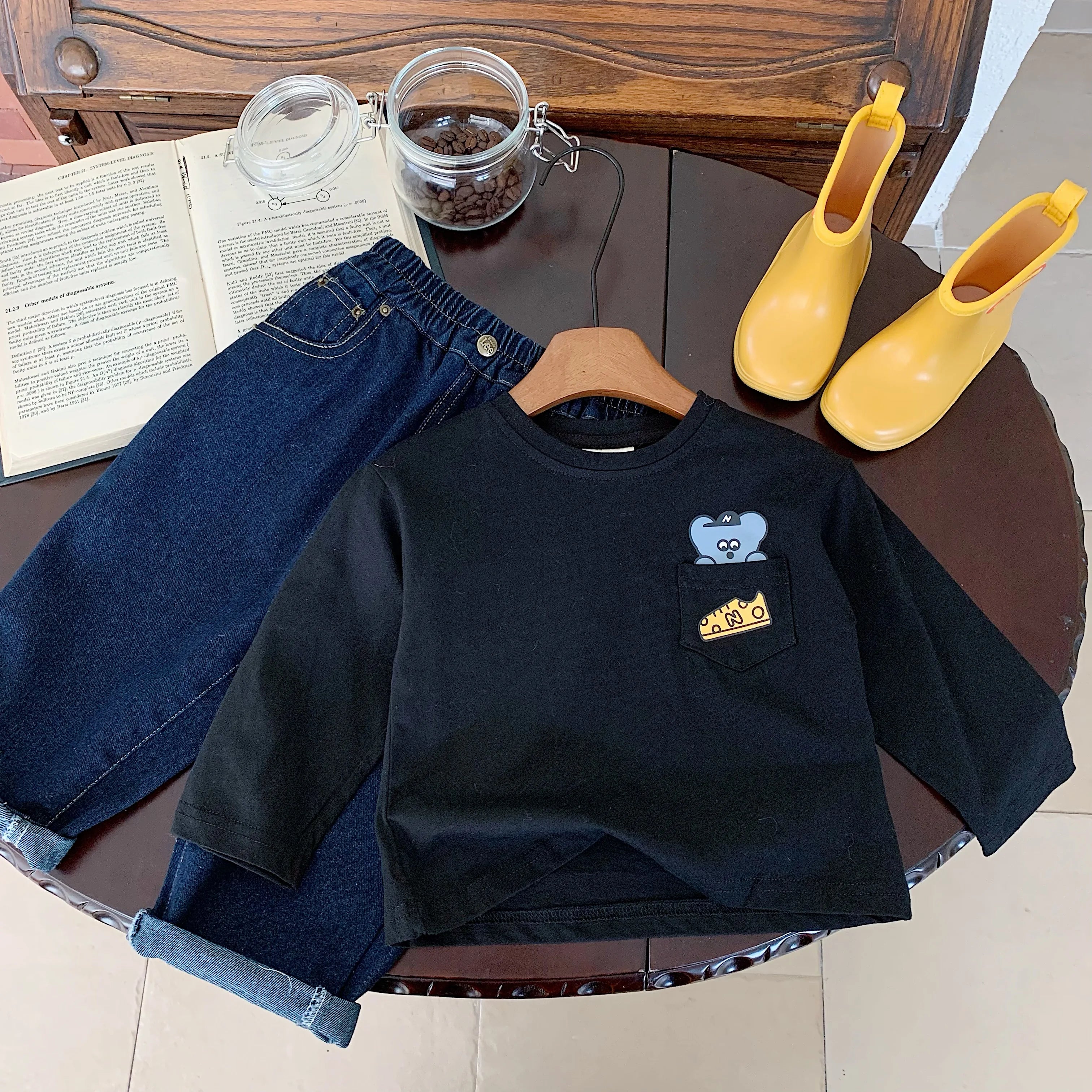 Children T-shirt Children's T-shirt 2025 Autumn New Product Boys and Girls Front and Back Printed Base Shirt Baby Round Neck T-shirt Trendy