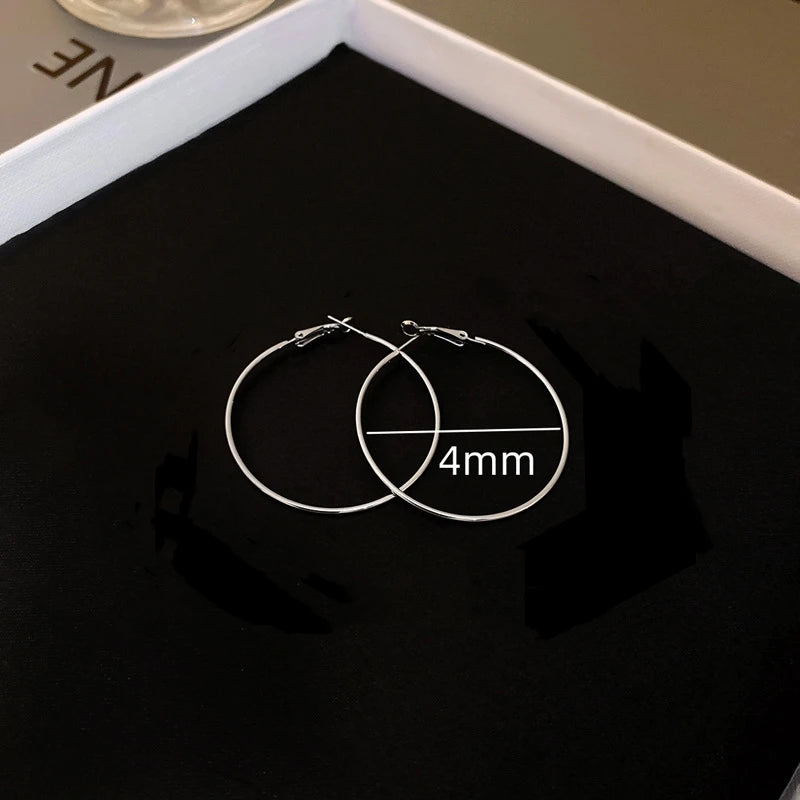 4CM 5CM 6CM Big Hoop Earring for Women Hiphop Rock Temperament Simple Circle Round Ear Jewelry Brincos Ornamentos Orejeras