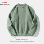 2023 Autumn Winter New Sweater Women's Men's  Green Knitted pullover Basic Solid Color Loose Black White Sweater Coats Warm Tops