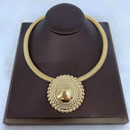 Dubai Jewelry Set for Women Round Beads Pendant Necklace and Earrings Gold Plated Jewelry for Weddings Bride Accessory Gift