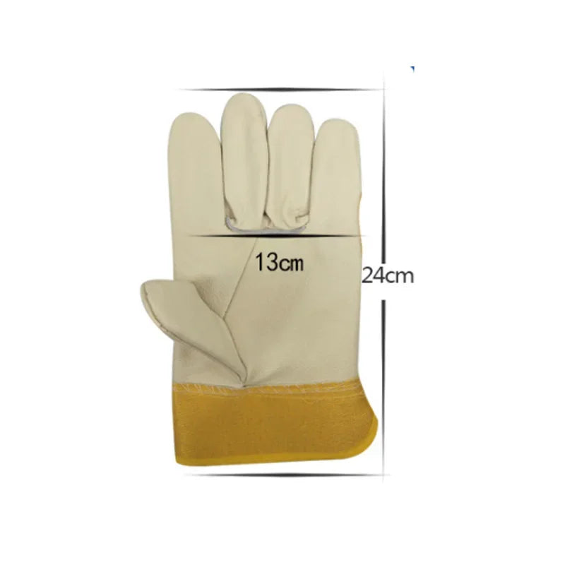 Men Work Gloves Soft Cowhide Driver Hunting Driving Farm Garden Welding Security Protection Safety Mechanic Glove
