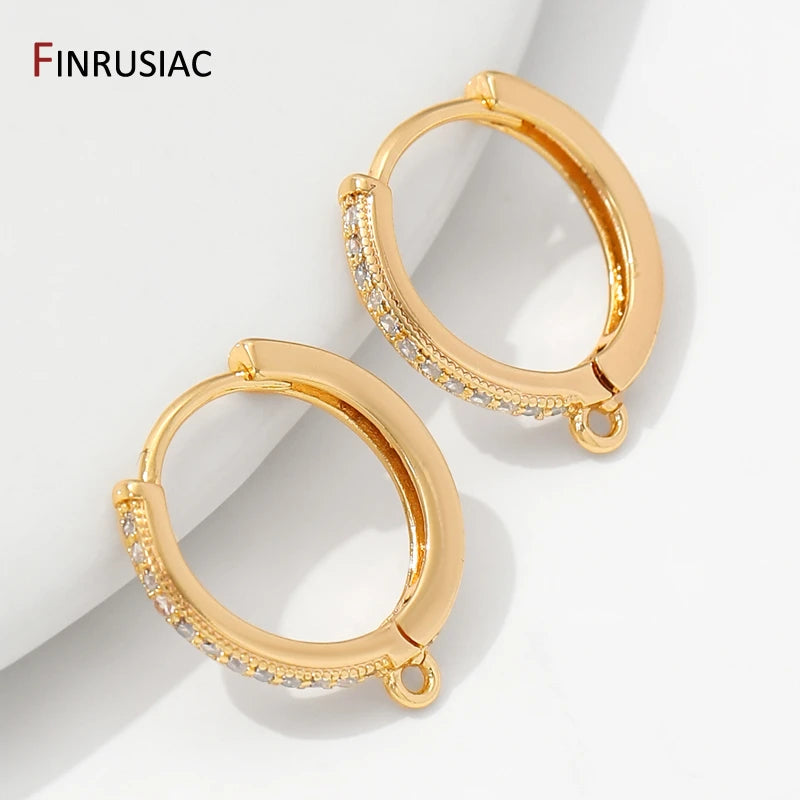 14K Gold Plated Earring Hooks Round Hoop Earrings For Jewelry Making Supplies,Fasteners For Earrings,DIY Earring Accessories