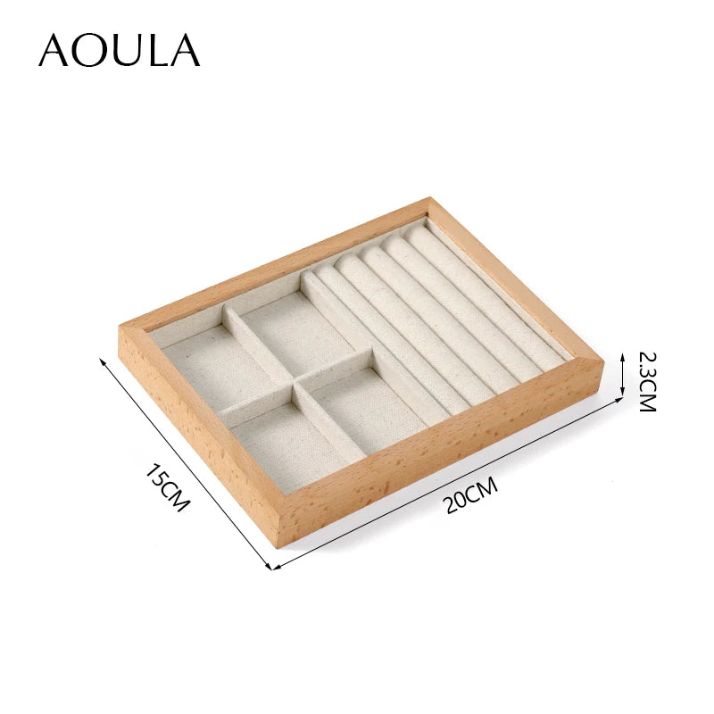 Stackable Ring Earring Jewelry Storage Multi Use Tray Bracelet Necklace Display Stand Holder Wooden Counter Top Drawer Organizer