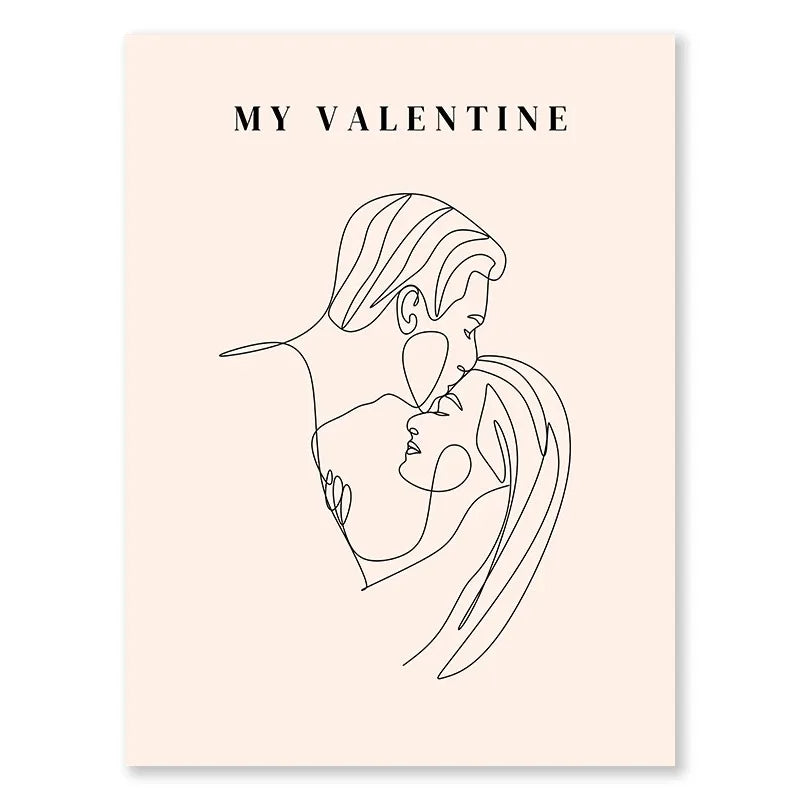 Valentine's Day Queue Gallery Printable Poster Vintage Romantic Wall Art Cute Pink Heart Canvas Painting Home Bedroom Decoration