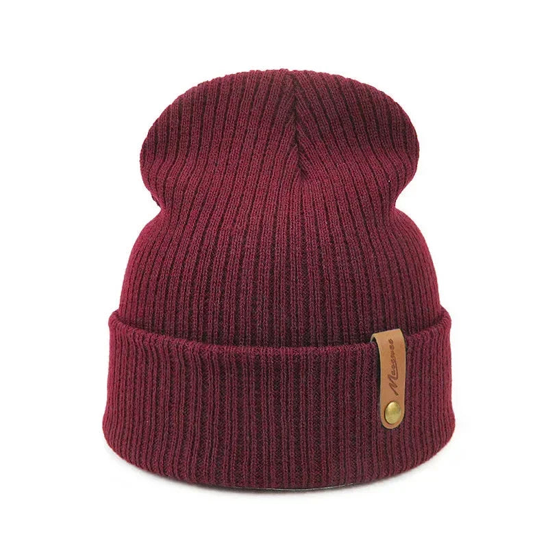 Knitted Hats for Men Women, Skullies Caps, Warmer Bonnet, Casual Cap, Monochromatic, Male and Female, Winter