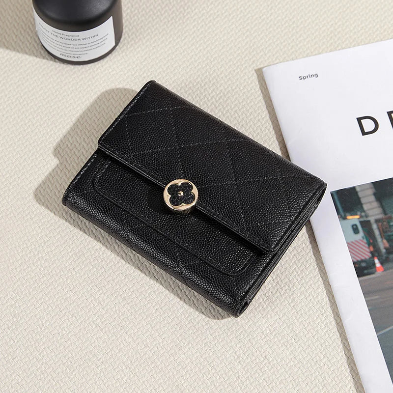 GOLF Wallets for Women Leather Money Card Wallet Vintage Small Purses Ladies Short Folding Black Wallets Female Photo Holders