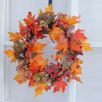 50cm Fall Wreath with Autumn Leaves and Berries for Front Door Decoration for Thanksgiving and Seasonal Display