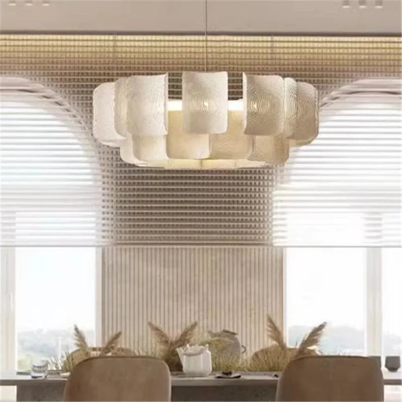 Creative Living Room Large Chandelier Minimalist Wabi Sabi LED Chandelier For Villa Bedroom Home Nordic White Lobby Hanging Lamp