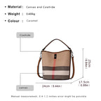 The classic women's one shoulder crossbody bag is a large capacity portable checkered bag made of high-quality canvas and cowhid