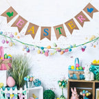 Easter Decoration Burlap Banner Cute Rabbit Carrot Hanging Garland for Easter Party Holiday Home Decoration Wall Decors Supplies