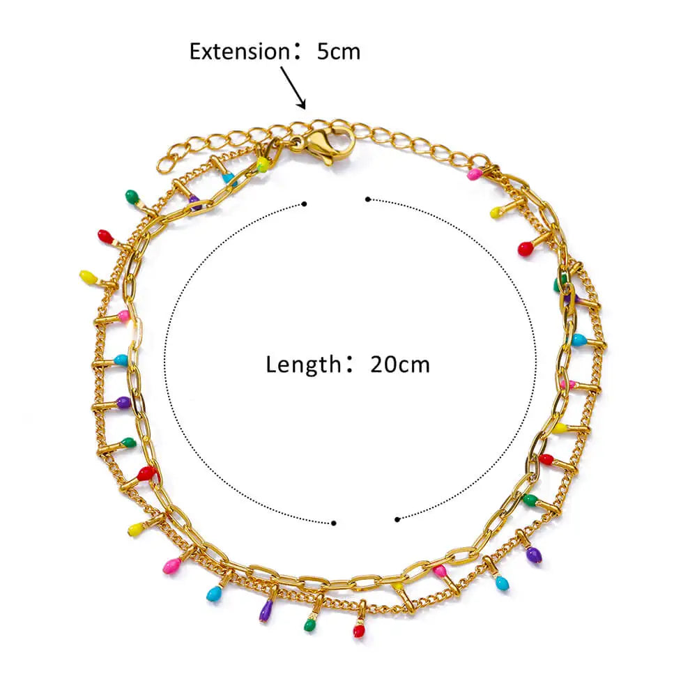 Anklets For Women Stainless Steel Anklets Stone Beade Anklet Boho Leg Bracelets Jewelry Summer Beach Accessories