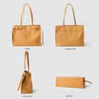 Women Totes Laptop Bag 2025 New Luxury Genuine Leather Commuter Handbag Female Large Capacity Minimalist Computer Shoulder Bag