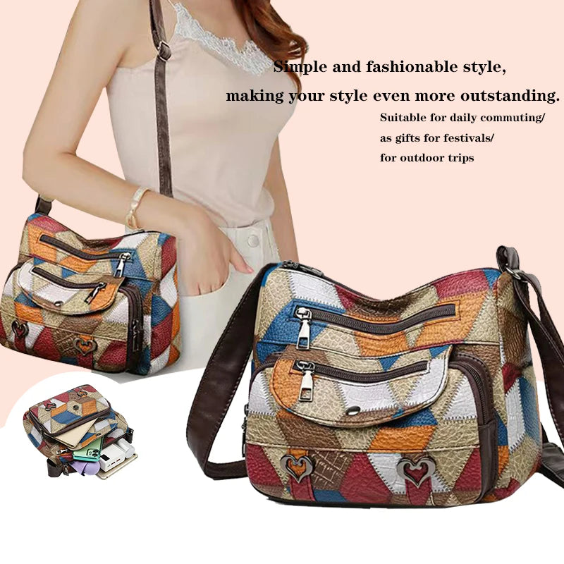 Ladies' handbag, mom's bag, can be carried across the shoulder with a geometric design, suitable for work occasions.