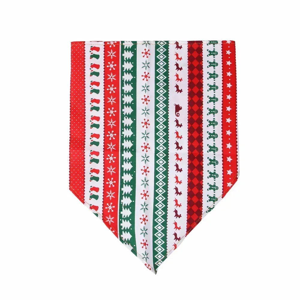 Festive Pet Bandanas Holiday Print Dog Cat Bibs Triangle Scarf Christmas Animal Accessories Drool Towel Party Costume Decor