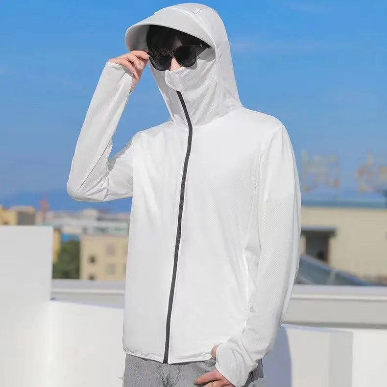 Summer Sun Protection Skin Coats Men Ultra-Light Sportswear breathable UV-proof Hooded Outwear Loose-fit Casual Fishing Jackets