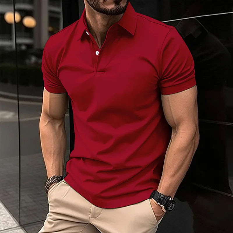 Fashion Men's Solid Color Polos T-Shirts Summer Short Sleeve Street Trend White Black Red POLO Tee 6XL Plus Size Casual Tops