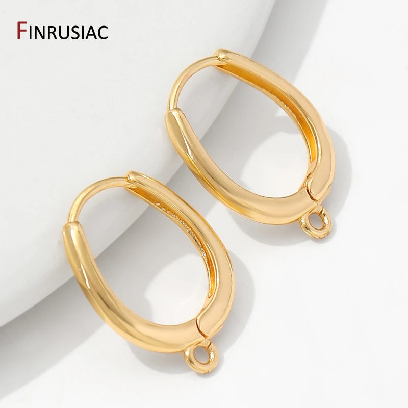 14K Gold Plated Earring Hooks Round Hoop Earrings For Jewelry Making Supplies,Fasteners For Earrings,DIY Earring Accessories