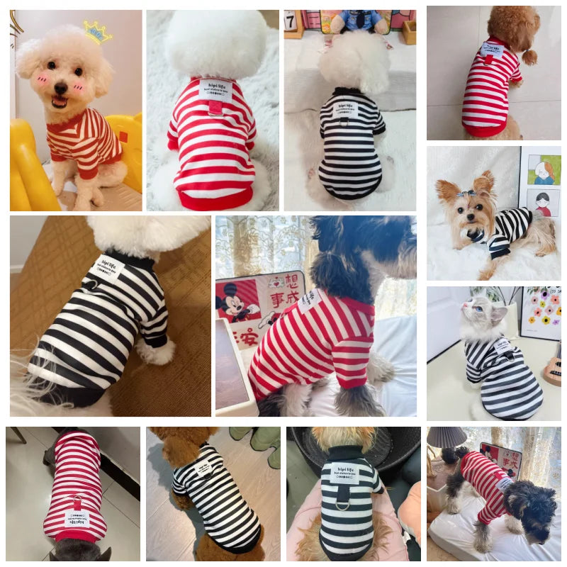 Pet Dog Hoodies Autumn Winter Warm Dog Clothes for Small Dogs Kitten Puppy Costumes Pet Striped Dog Shirt Chihuahua Sweatshirt