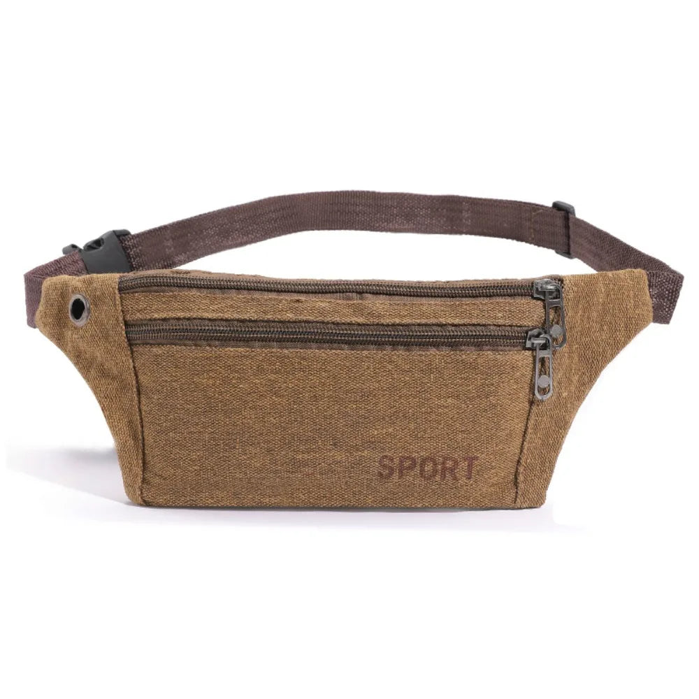 Fanny Pack Running Bags Waist Belt Bag For Women Men Canvas Purse Travel Camping Hiking Pocket Belly Pouch For Phone Coins