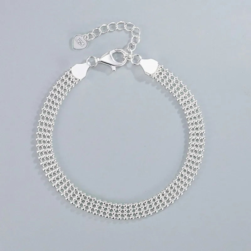 charms 925 sterling Silver Bracelets beads chain for Women men Wedding Lady Noble Pretty Jewelry Fashion Nice Chain 20cm 8inch