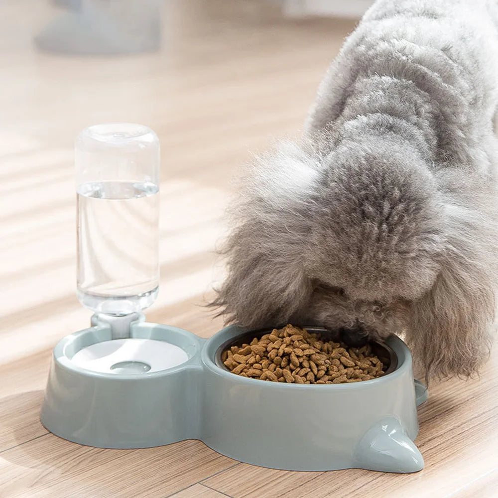 Pet Bowls Set for Dogs & Cats: Anti-Spill Food Bowl + Automatic Water Bowl, Non-Slip Pet Feeding Dishes Kit for Puppies Kittens