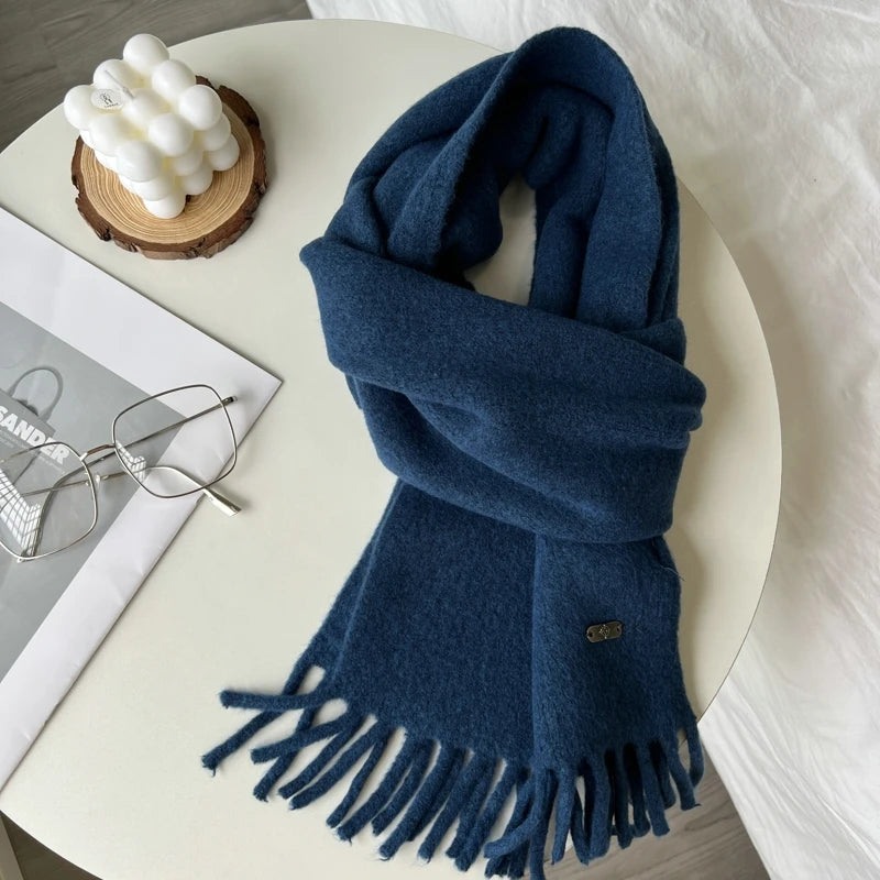 Women New Scarf Autumn Winter Pure Color Scarve Femme Knitted Fashion Shawl Unisex For Women