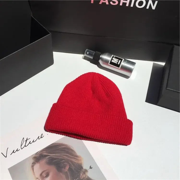 Beanies Women Solid Simple Winter Warm Cotton Knitted Womens Skullies All-match Trendy New Harajuku Chic Students Leisure Hats