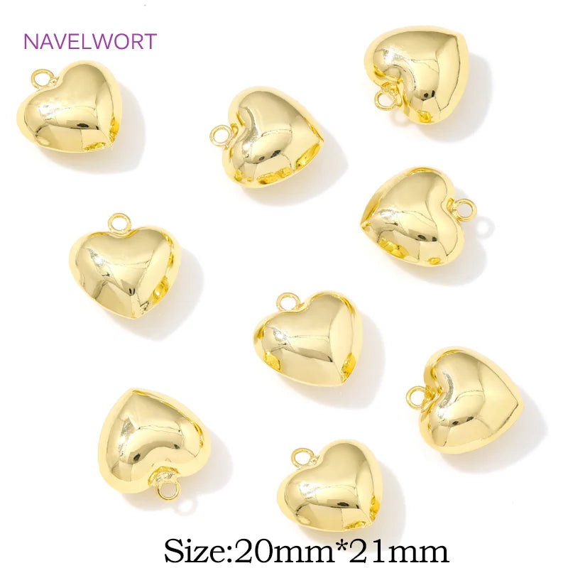 Pendants For Jewelry 18K Gold Plated Brass Heart Charms Pendants For Fashion Necklace Making Supplies DIY Jewelry Accessories
