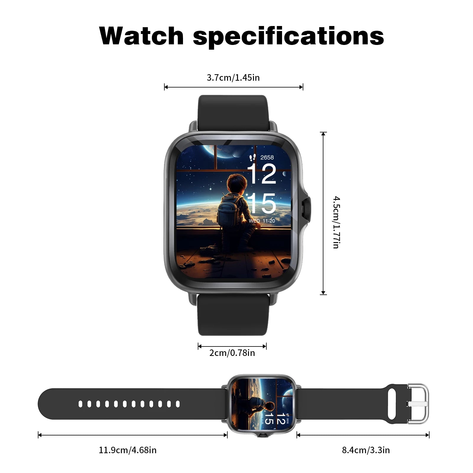 Smart Watch with 1.68-Inch HD Display – Wireless Calling/Dialing, Alarm/Message Notifications, Fitness Tracking, Music Control.
