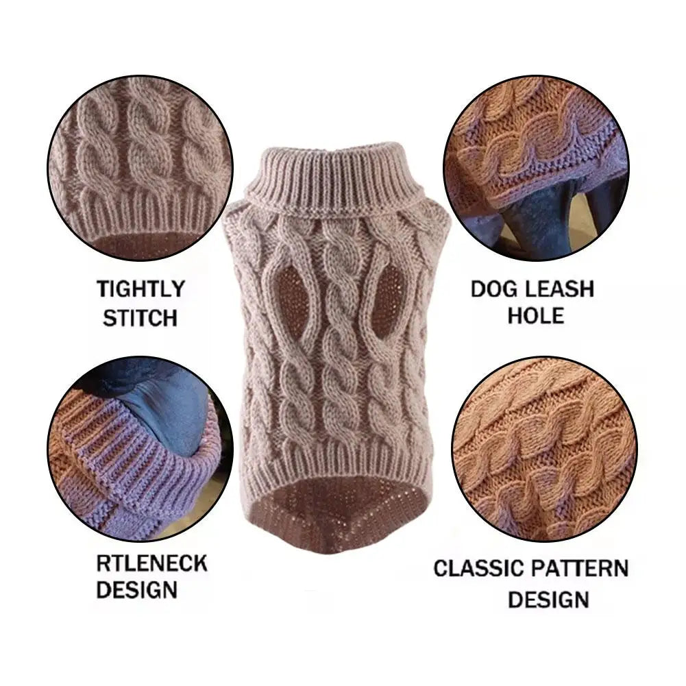 Warm Dog Sweaters for Small Dogs Turtleneck Knitted Winter Dog Clothes Pet Puppy Cat Sweater Vest Chihuahua French Bulldog Coat