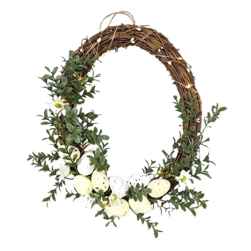 Easter Wreath Simulation Egg Wreath Spring Simulation Flower Wreath Door Hanging Decoration