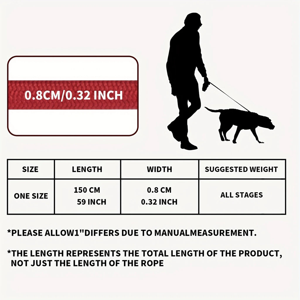 LL039--pet dog leash, 1.5-meter high density rope, soft handle, alloy buckle. Pet Leash