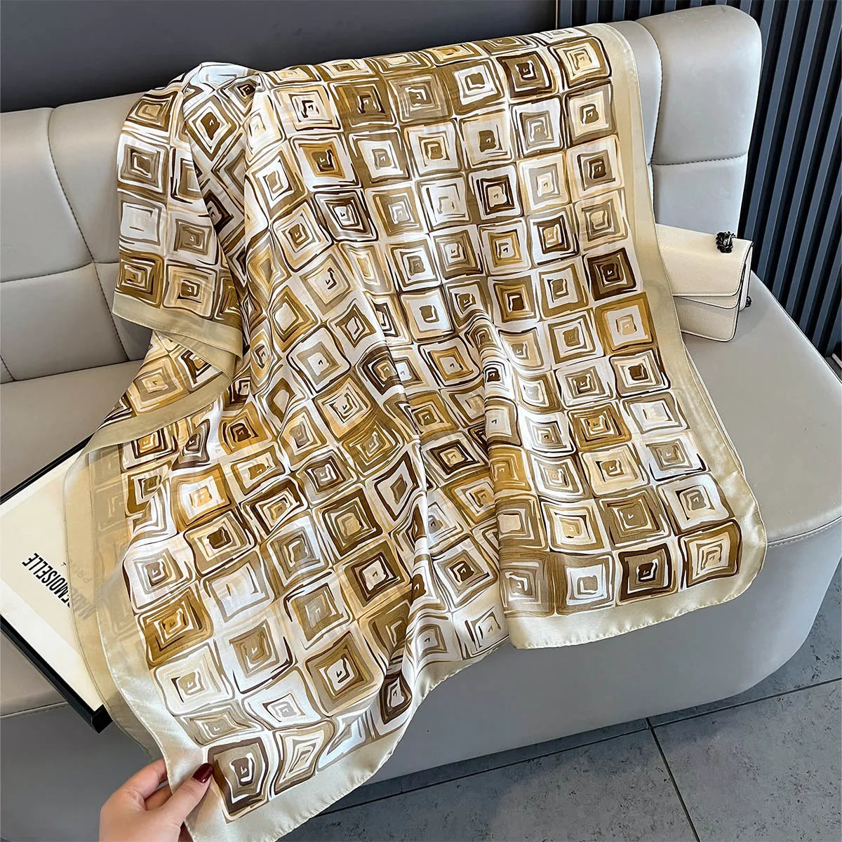 New Women Scarves Spring Summer Autumn Luxury Print Thin Light Satin Scarf Fashion Wrap Shawls 55 Colors Elegant Bandana Poncho