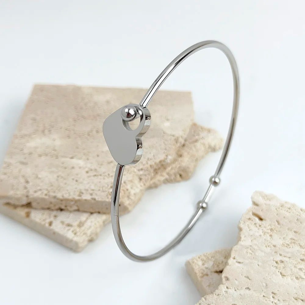 Bangles for Women Romantic Heart Shape Slim Stainless Steel Bracelet Women's Personality Jewelry Party Accessories wholesale