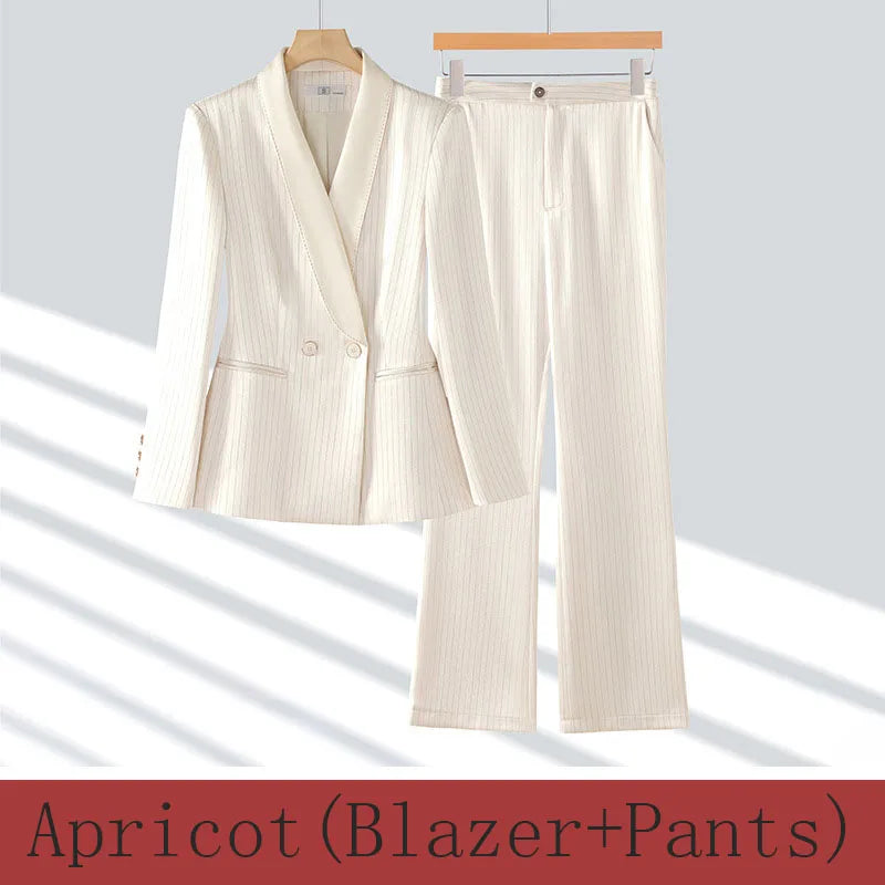 Office Ladies Formal Pant Suit 2 Piece Set Women Ebony Black Female Long Sleeve Business Work Wear Blazer Jacket And Trouser