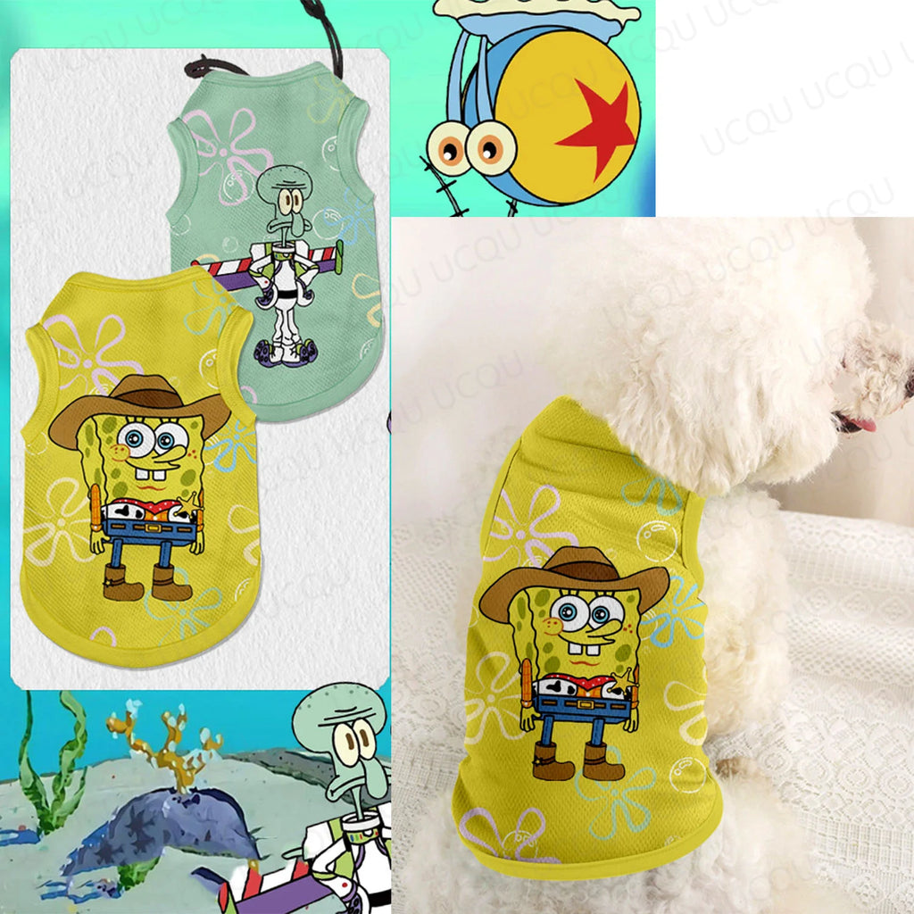 name-branded clothes SpongeBob x Toy Story Pet Vest – Cartoon Co-Branded Dog & Cat Clothes, Breathable Sleeveless Outfit, Oversized for All Sizes
