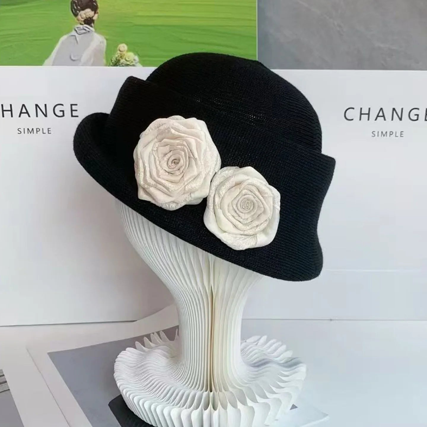 Women Hats Three-dimensional Flower Design  Styling Fedora  Autumn New Elegant Socialite Caps  Fascinator Cap MAXSITI U