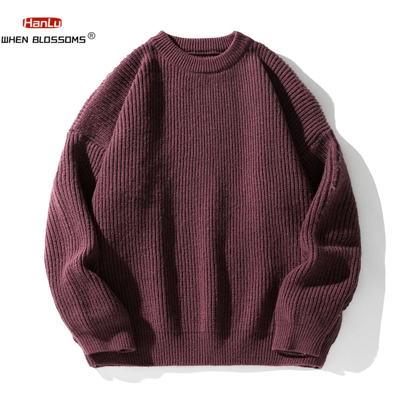 2023 Autumn Winter New Sweater Women's Men's  Green Knitted pullover Basic Solid Color Loose Black White Sweater Coats Warm Tops