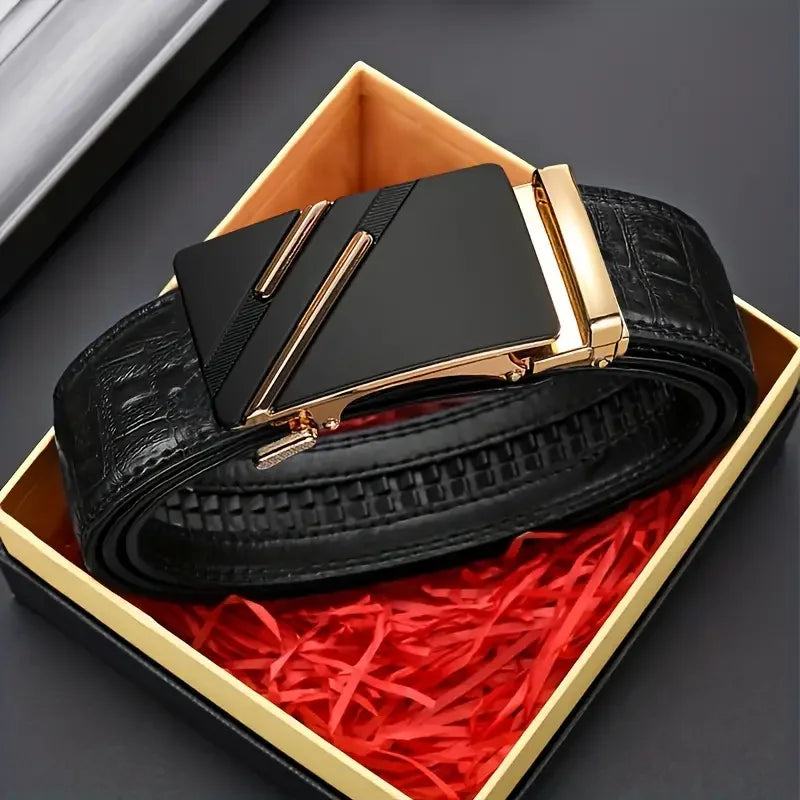 Men belt Leather Belt Metal Alloy Automatic Buckle Brand Luxury Design Waist Belts for Men Strap Male