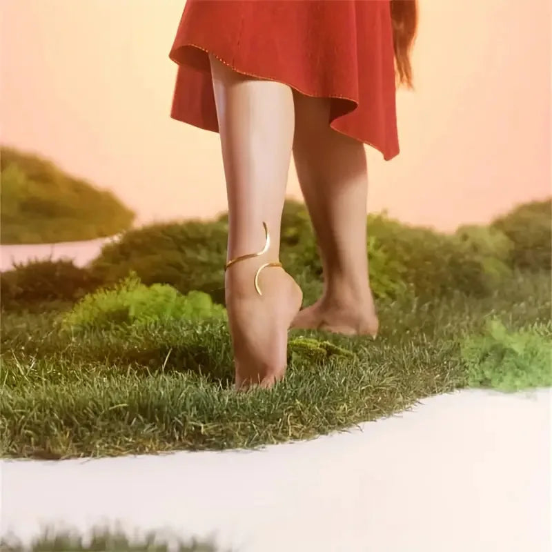 New European and American Retro Linear Geometric Curved Anklets and Foot Accessories Fashionable Summer Beach Matchinging