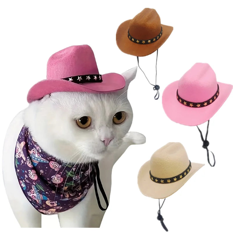 Pet Dog Hats Cowboy Hat Pet Supplies Adjustable Costume Top Hat Headwear Cat Hat Caps Sun Hats for Small Medium Dog