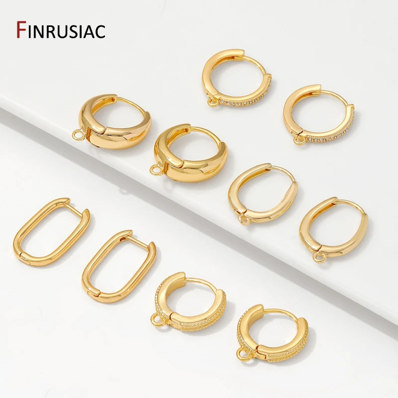 14K Gold Plated Earring Hooks Round Hoop Earrings For Jewelry Making Supplies,Fasteners For Earrings,DIY Earring Accessories
