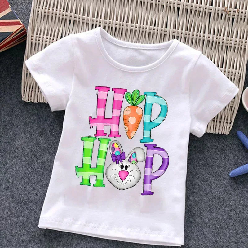 Easter Fashion Children's Short Sleeve Boys Casual Shirt New Summer Dress Girls Half Sleeve Kids Clothes