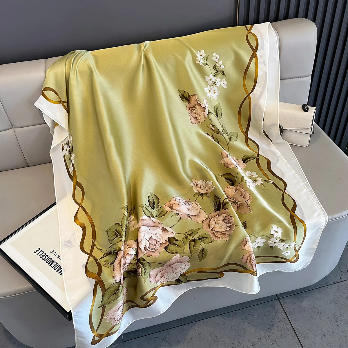 New Women Scarves Spring Summer Autumn Luxury Print Thin Light Satin Scarf Fashion Wrap Shawls 55 Colors Elegant Bandana Poncho