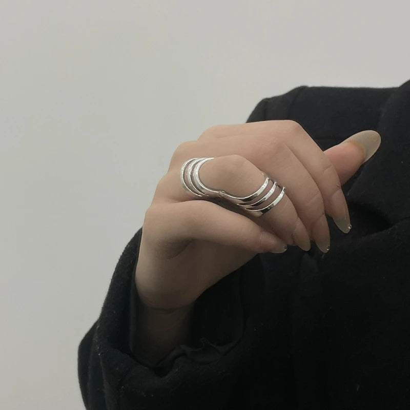 Retro Hollow Statement Rings For Women Men Metal Silver Color Wide Wrap Chunky Ring Punk Fashion Jewelry Dropshipping