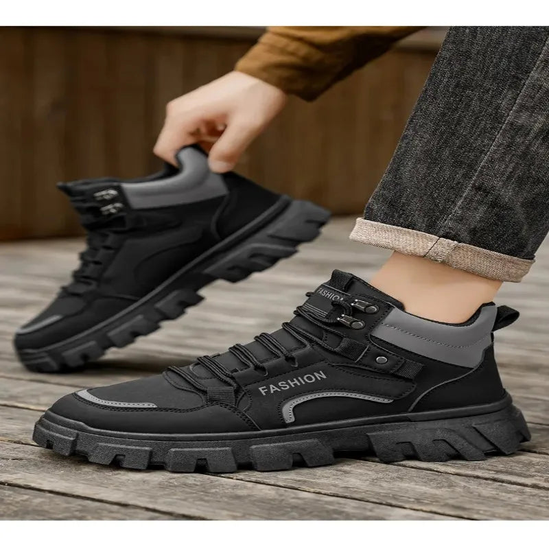 Male Footwear Rubber Men's Shoes 2025 Autumn New Casual Shoes High Top Outdoor Waterproof Anti Slip Man Ankle Boots