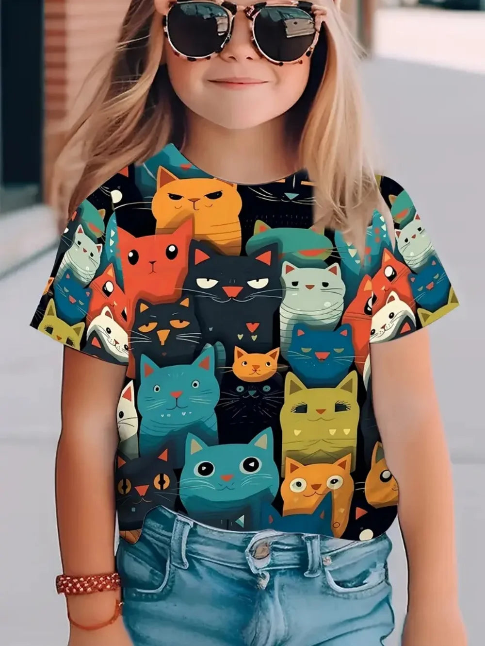 Children T-shirt Fashion Simple Styl Round Neck Short Sleeved T-Shirt Casual Vintage Outdoors Quick-Drying T-Shirt for Girl