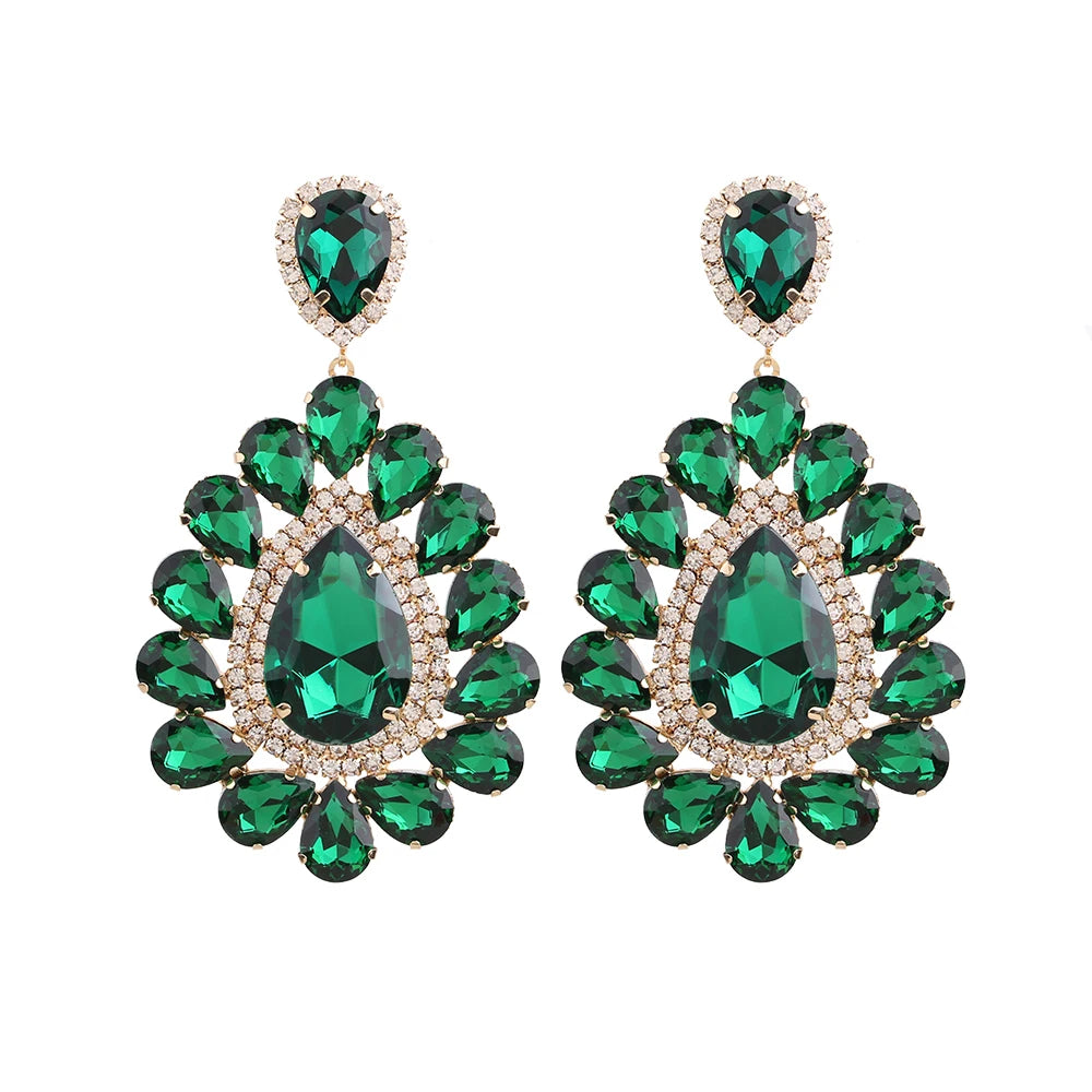 New Big Drop Dangle Earrings For Women Fashion Jewelry Party Multicolors Crystal Drills Statement Earrings Accessories Wholesale