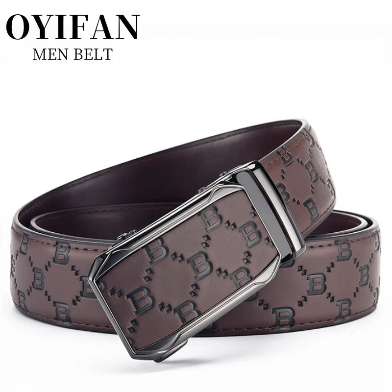 Fashion Designer Belt Men Automatic Buckle Belt Genuine Leather Belt Personalised Printed Strap Casual Business Men's Belt